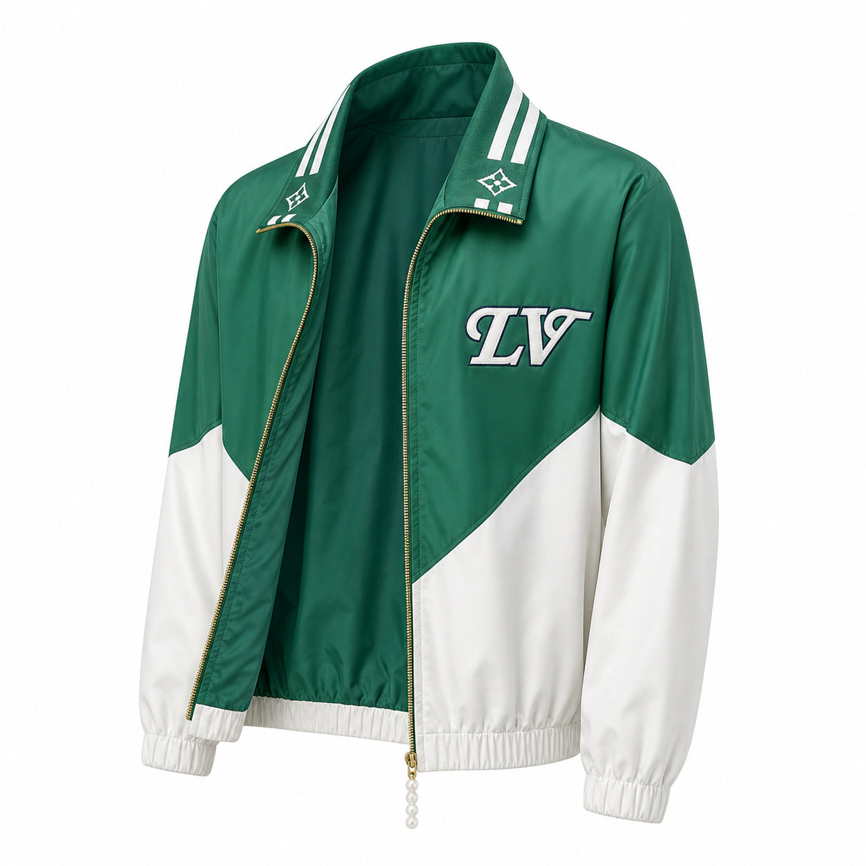 Varsity Colour-Block Windbreaker – Emerald/White