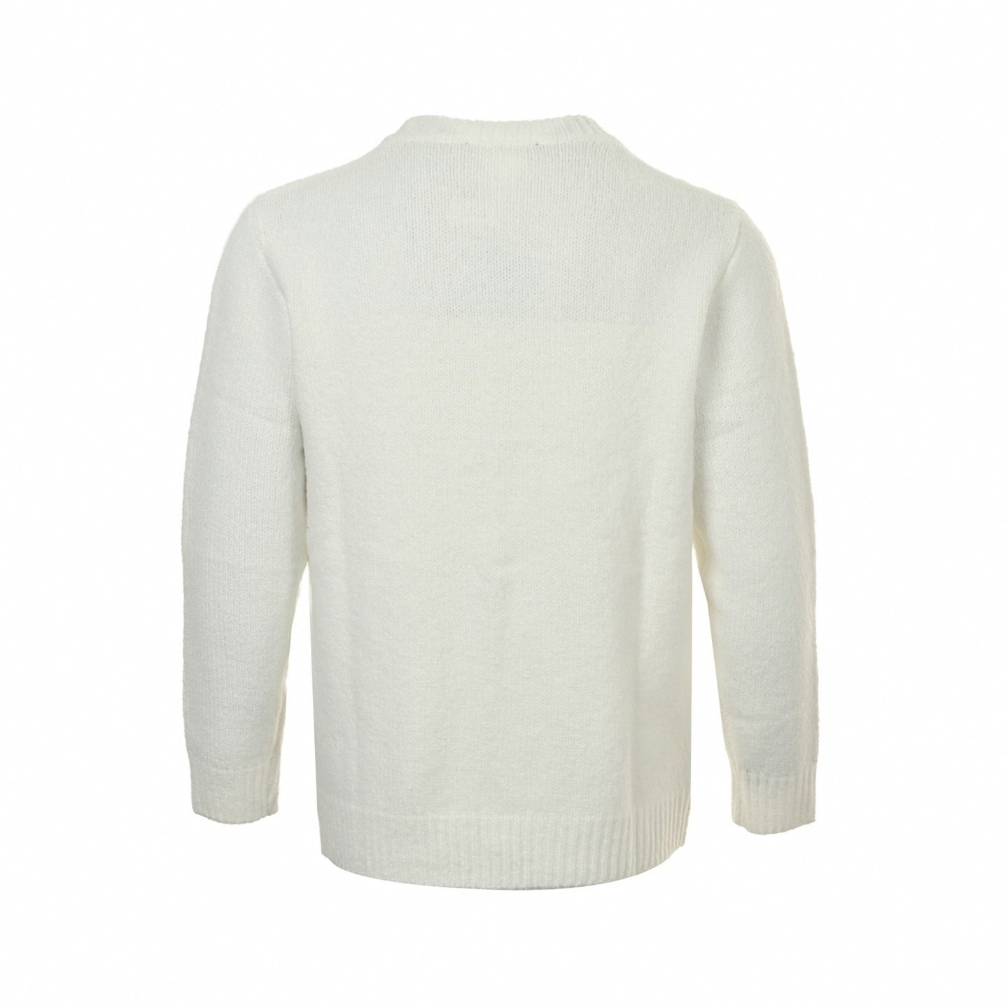 Pearl-Embellished Crown Motif Wool Knit Sweater – Ivory White