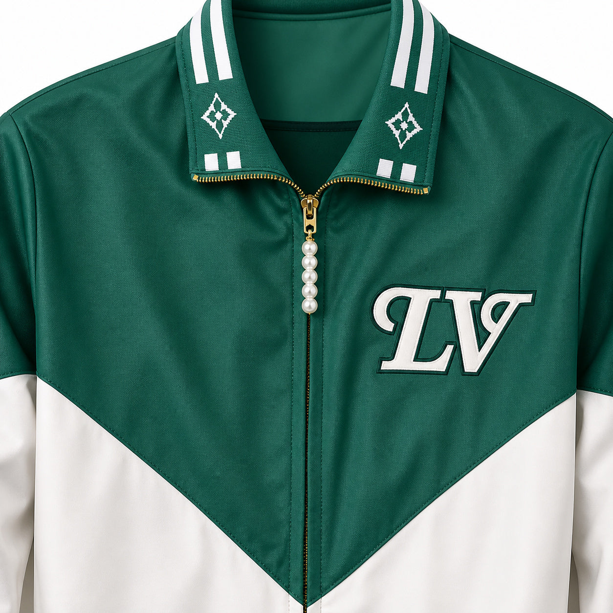 Varsity Colour-Block Windbreaker – Emerald/White