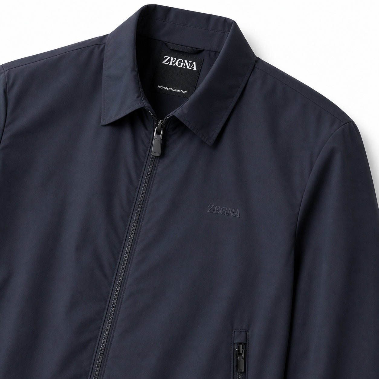 Tonal-Logo Zip Shirt Jacket – Navy