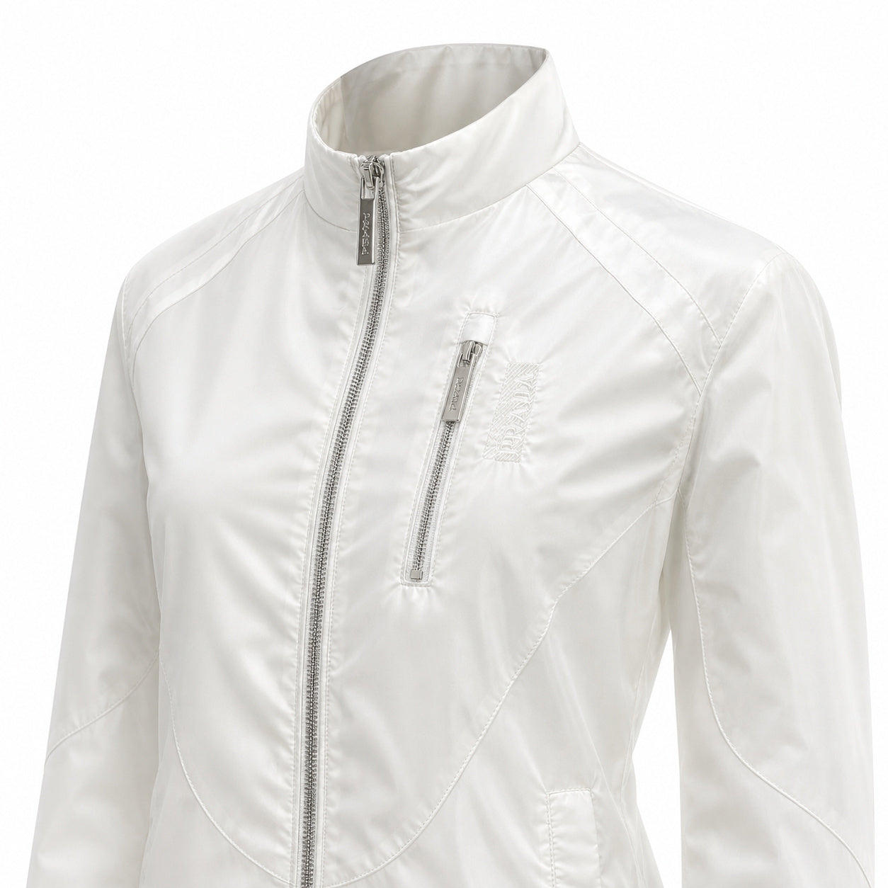 Zip-Pocket Nylon Bomber Jacket – Ivory