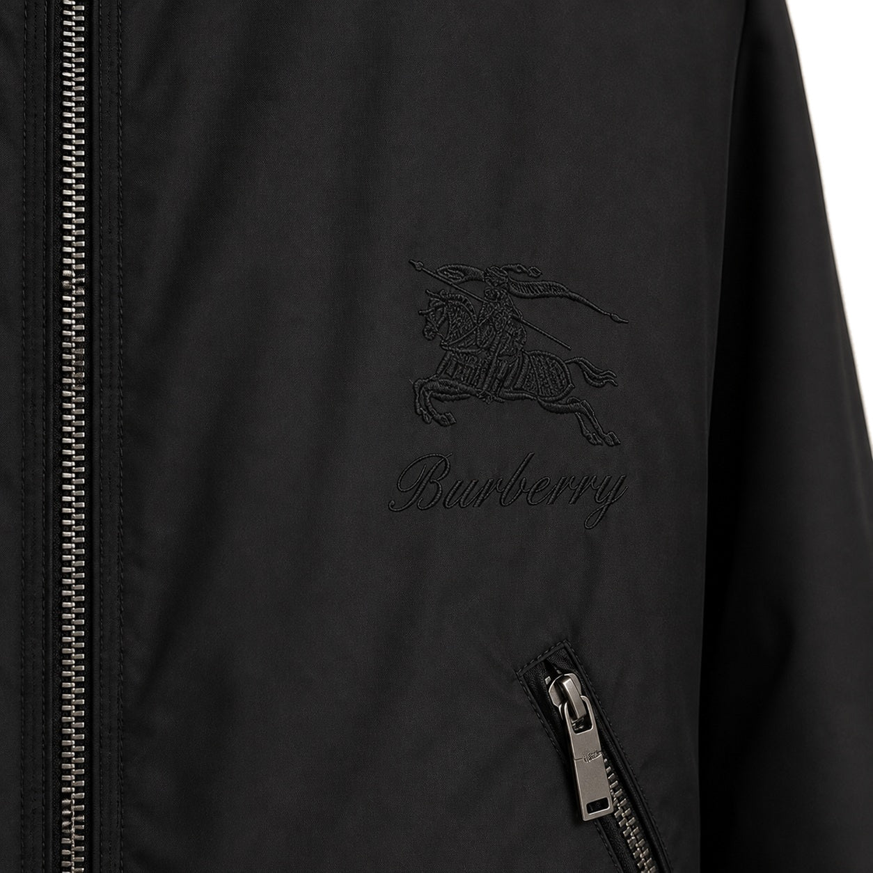 Check-Lined Hooded Windbreaker – Black