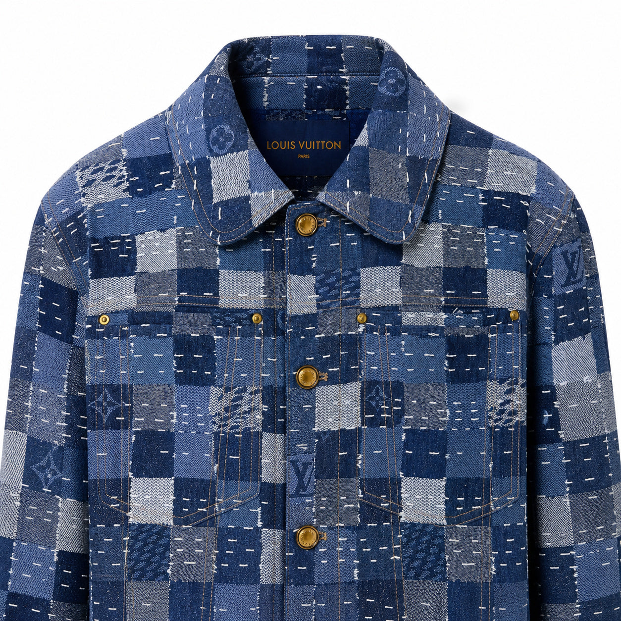 Patchwork Jacquard Shirt Jacket – Blue