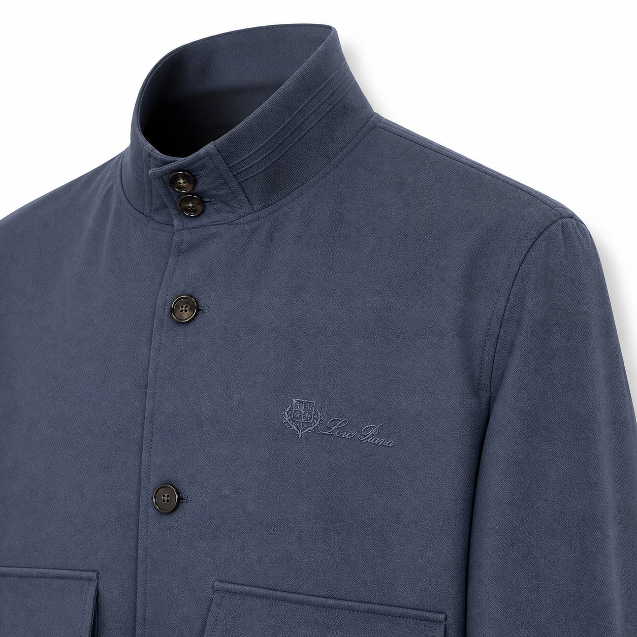 Button-Front Bomber Jacket – Dusty Blue