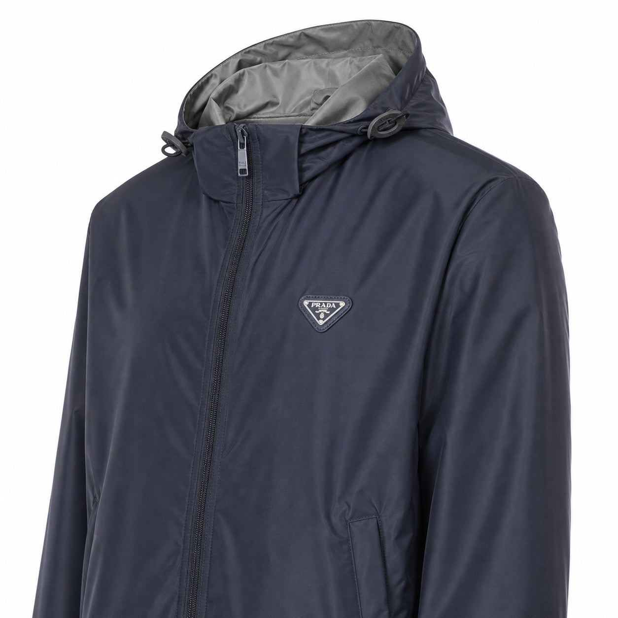 Reversible Technical Hooded Windbreaker – Navy/Grey