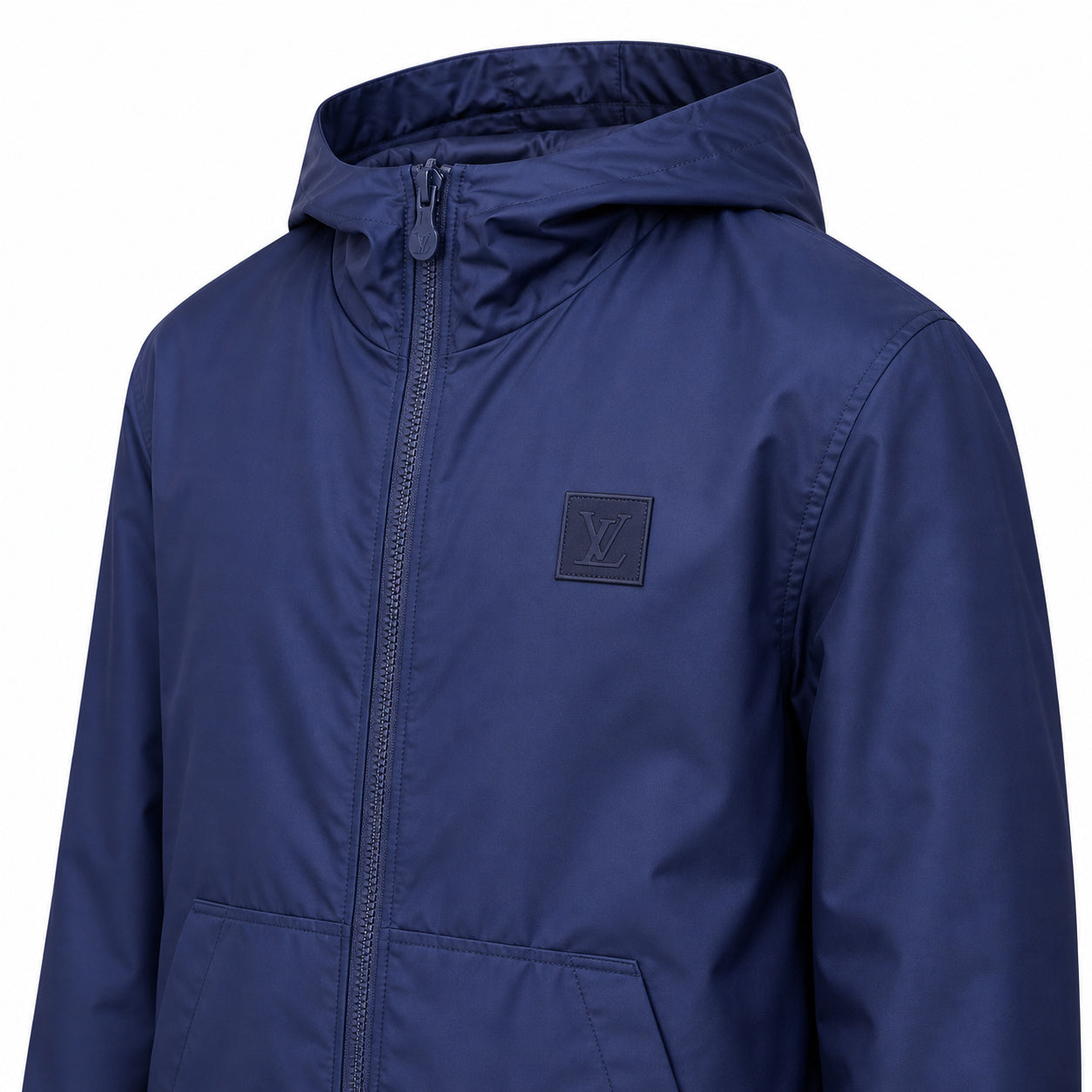 Square-Logo Hooded Windbreaker – Cobalt Blue