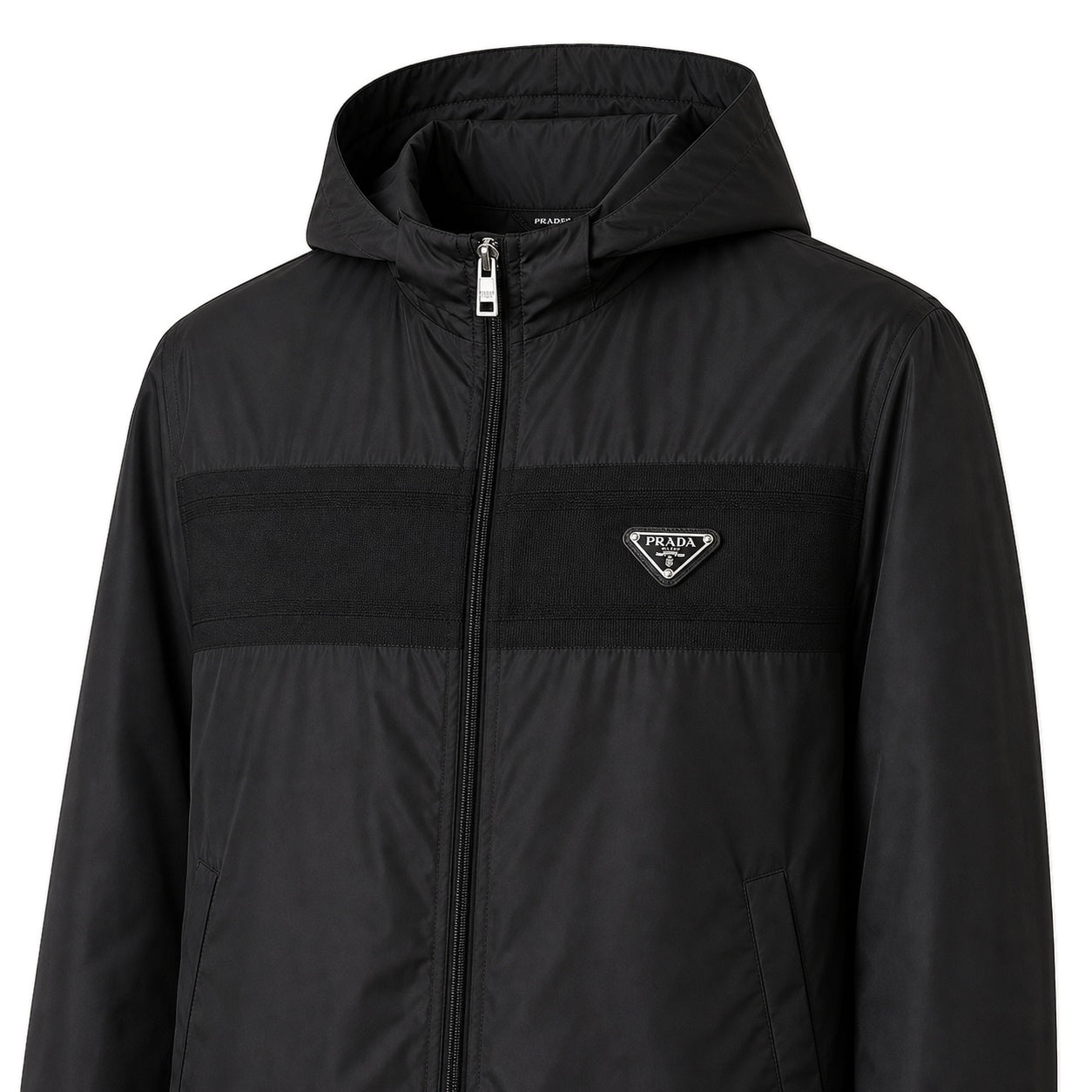 Re-Nylon Hooded Panel Windbreaker Jacket – Black