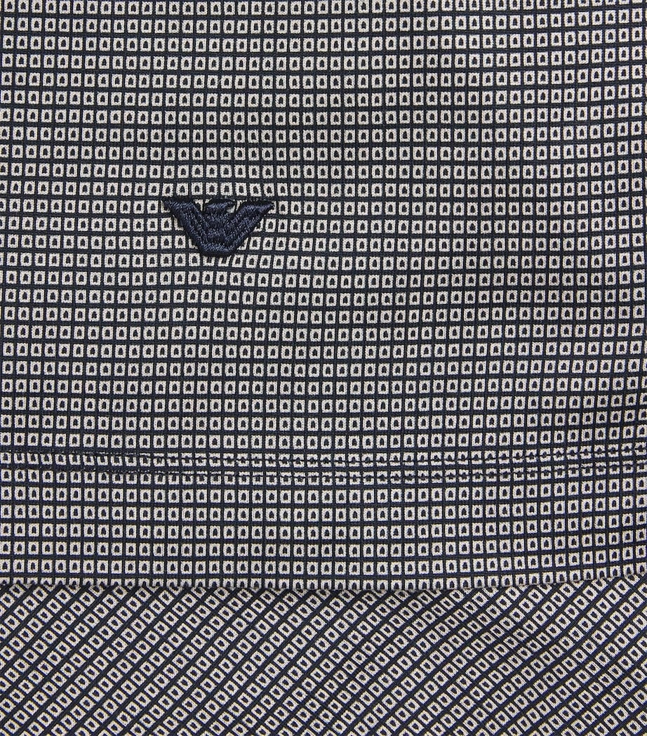 Lyocell-Cotton Micro Print Polo Shirt