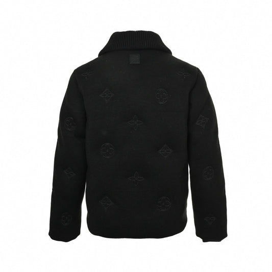 Monogram Outline Embroidered Knit Zip Jacket
