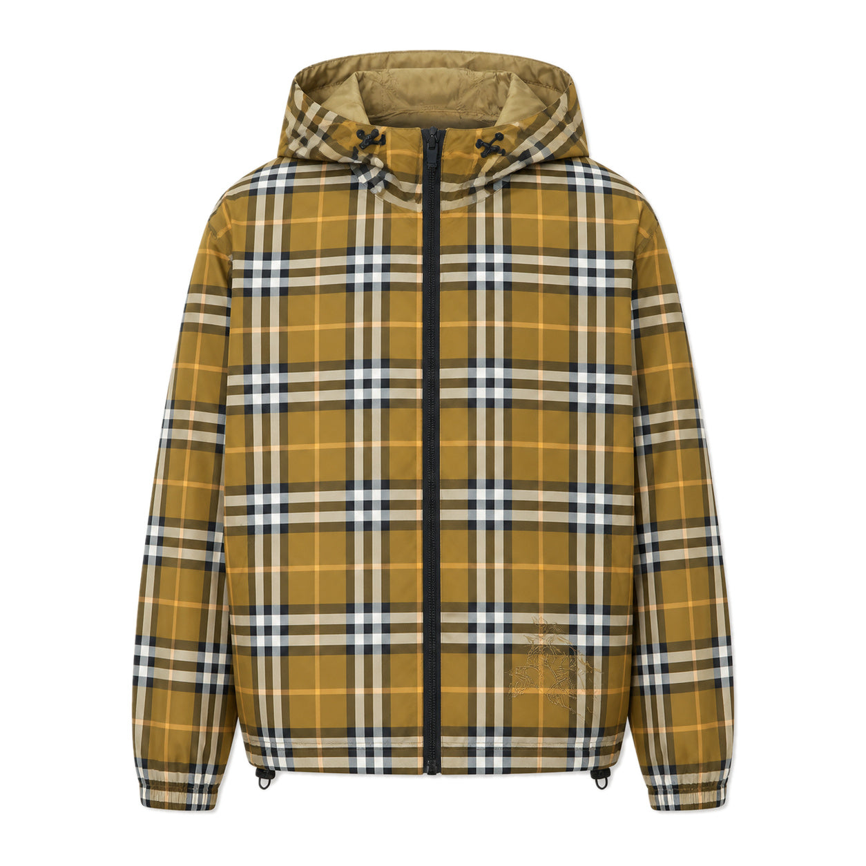 Reversible Check Nylon Hooded Windbreaker – Mustard Check