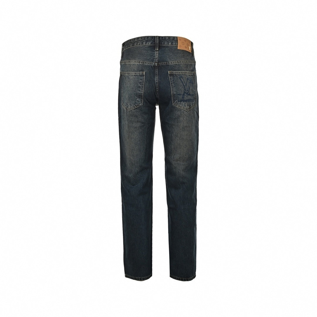 Classic Indigo Denim Jeans with Embroidered Back Pocket