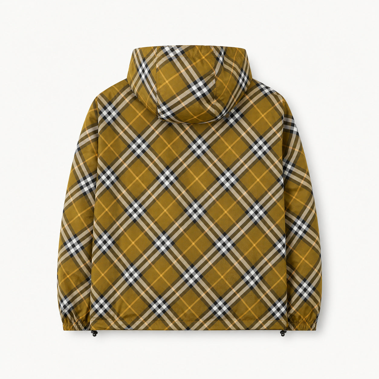 Reversible Check Technical Nylon Hooded Windbreaker Jacket