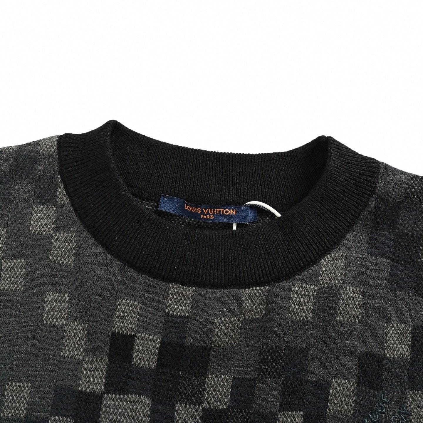 LV Pixelated Knit Crewneck Sweater – Black & Grey