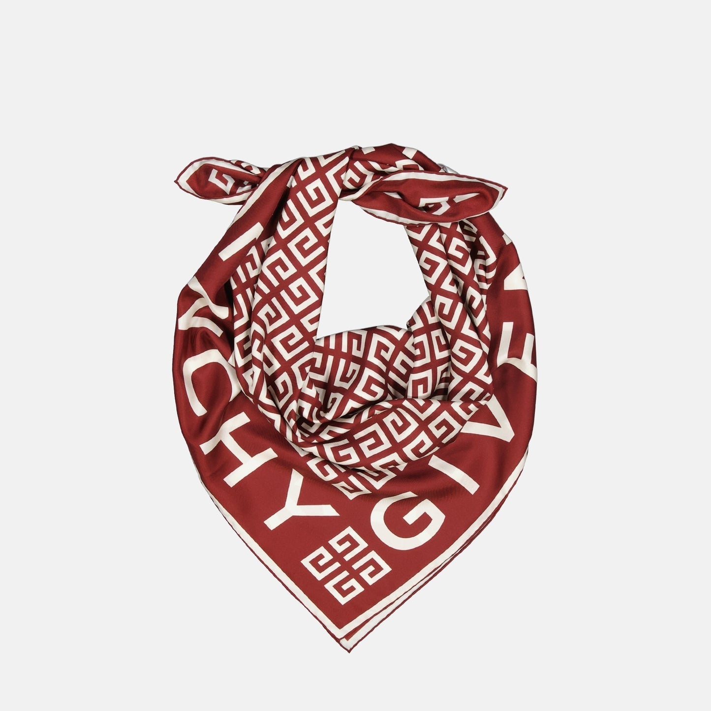 Monogram Border Scarf – Red & White
