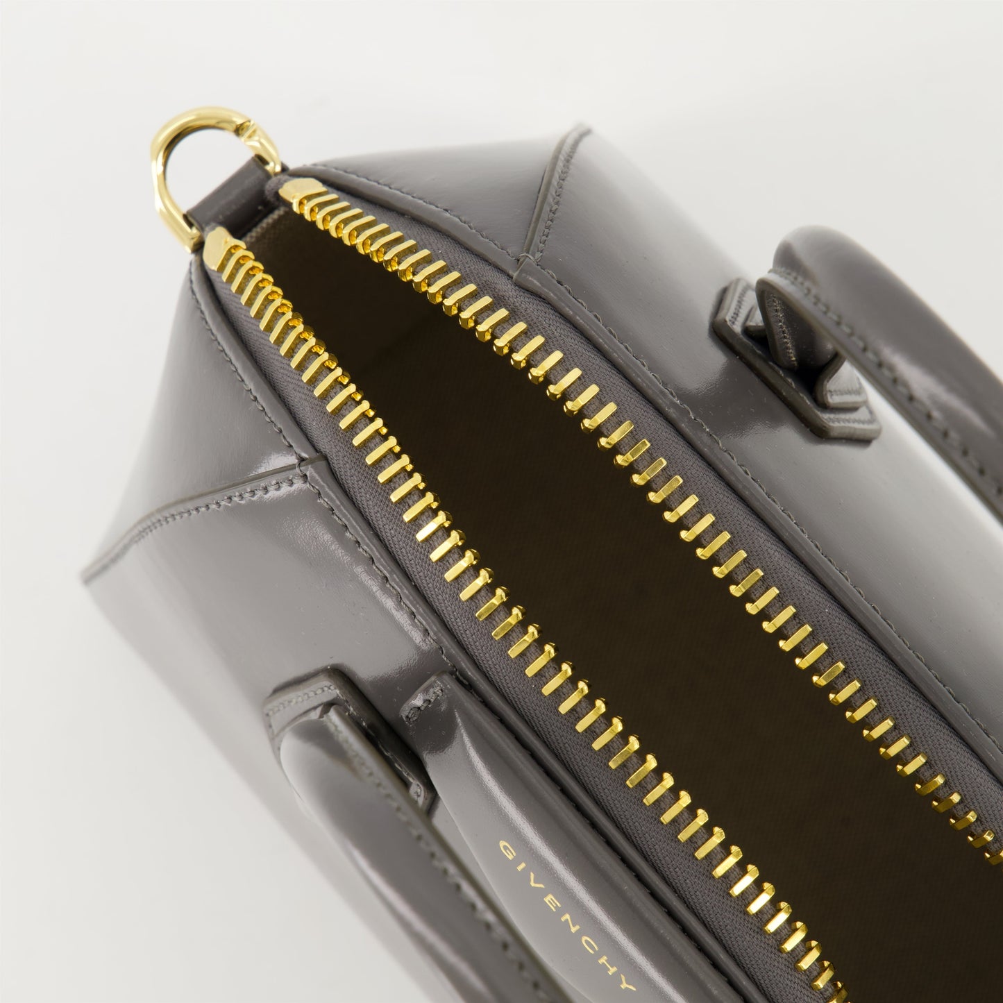 Grey Leather Antigona Mini Top Handle Bag