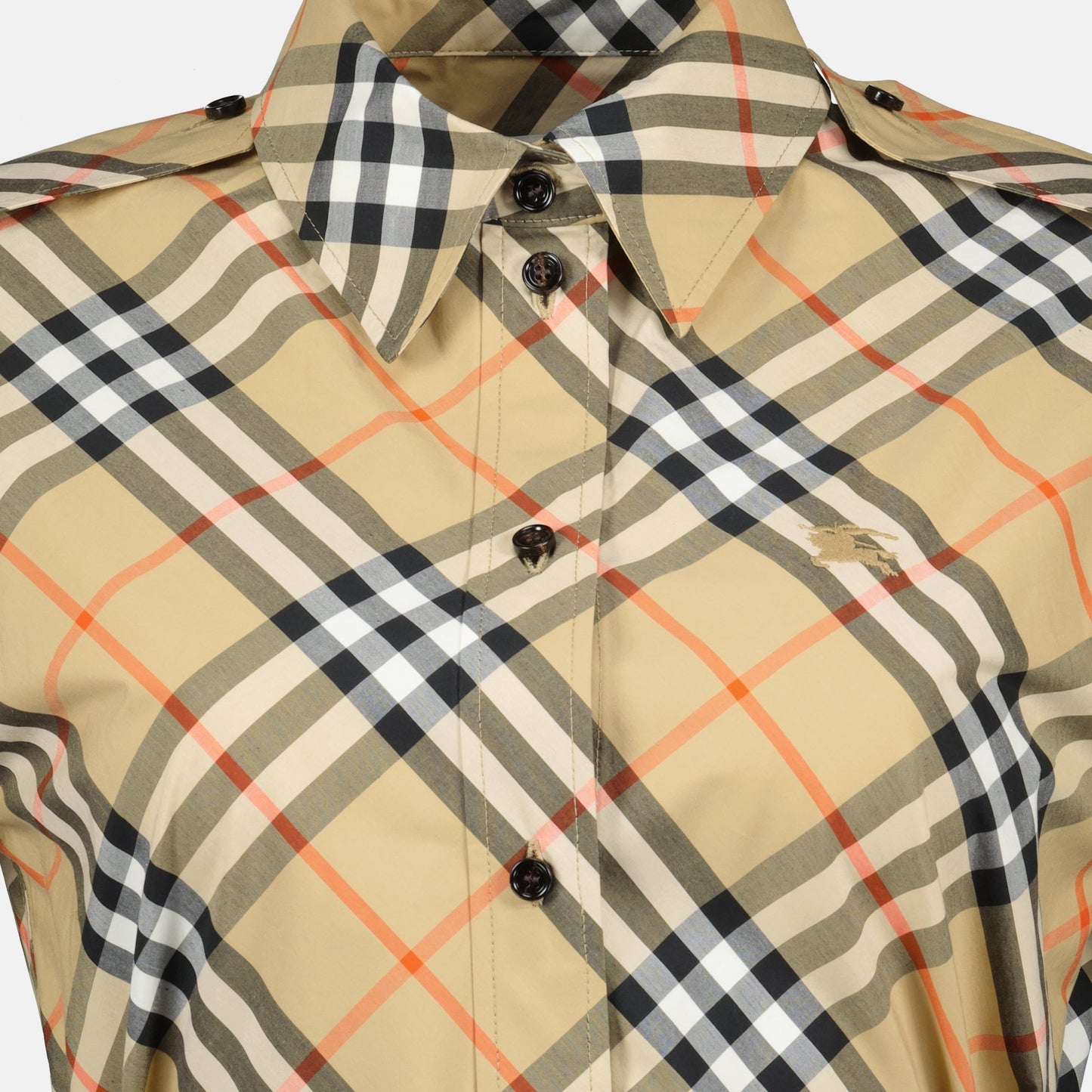 Short Sleeve Icon Check Belted Shirt Dress