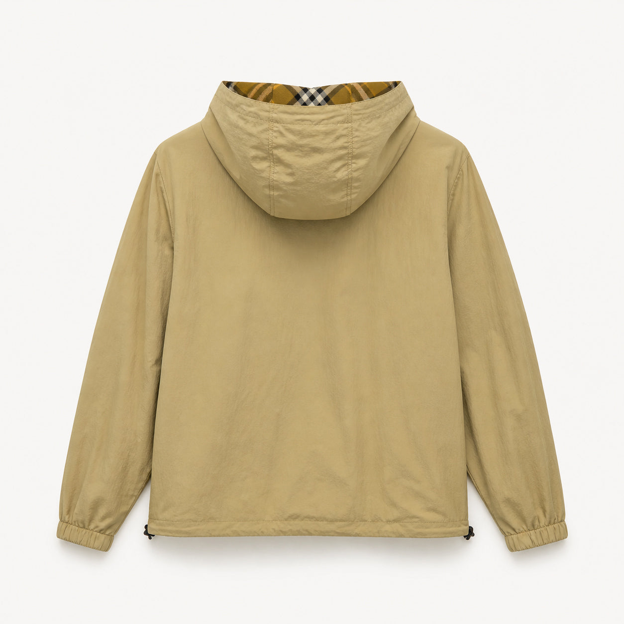 Reversible Check Technical Nylon Hooded Windbreaker Jacket