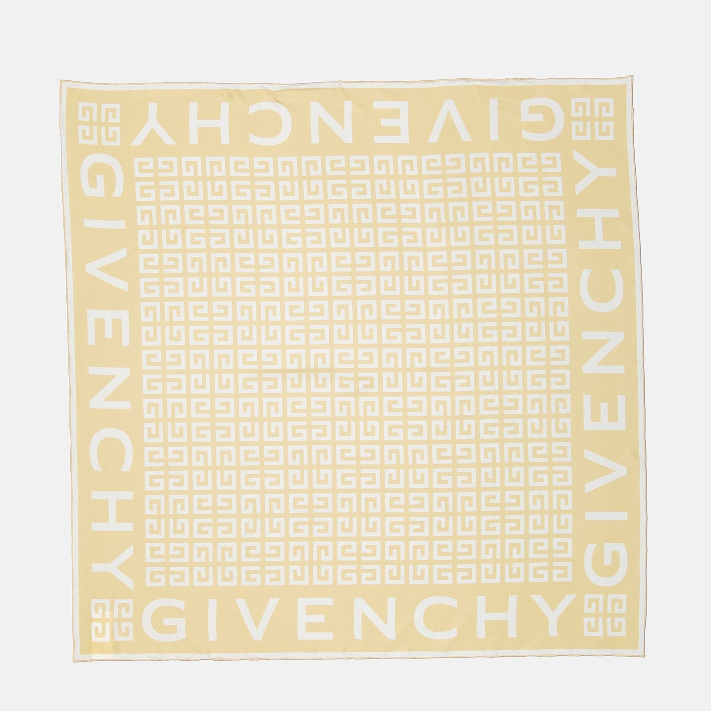 Monogram Border Scarf – Cream & White