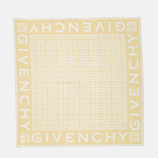 Monogram Border Scarf – Cream & White