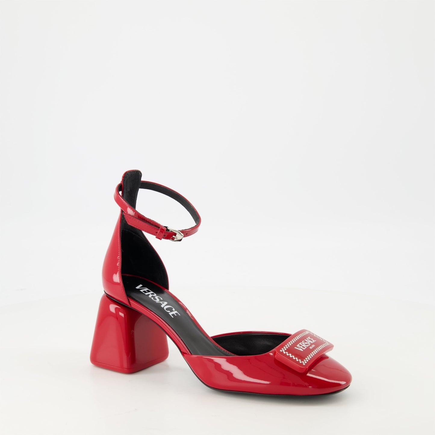 Leather Logo Plaque Ankle-Strap Sandals