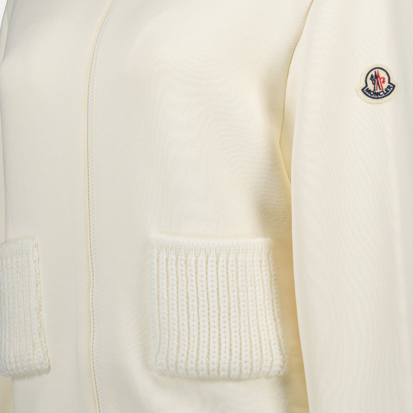 Ivory Knit Zip-Up Hoodie