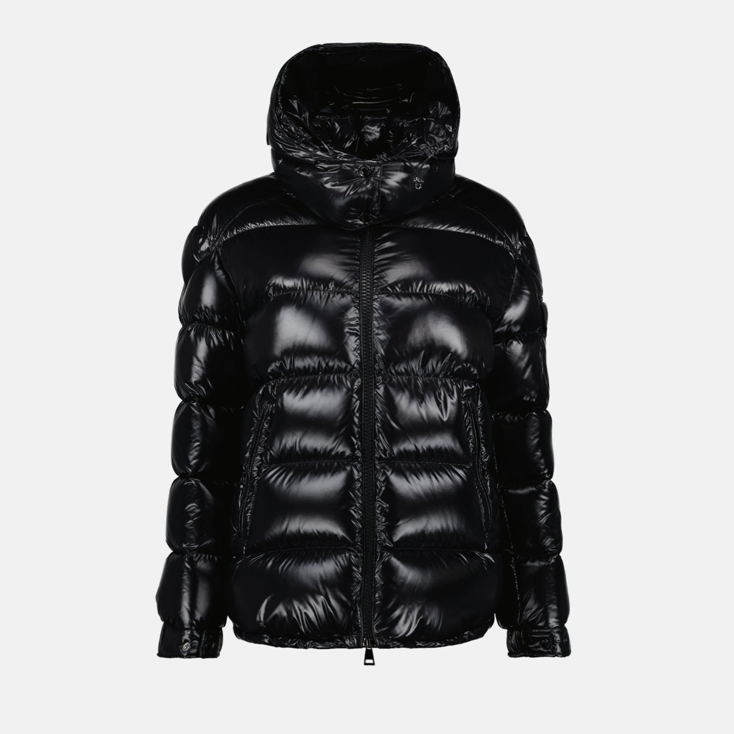 Black Glossy Hooded Puffer Jacket