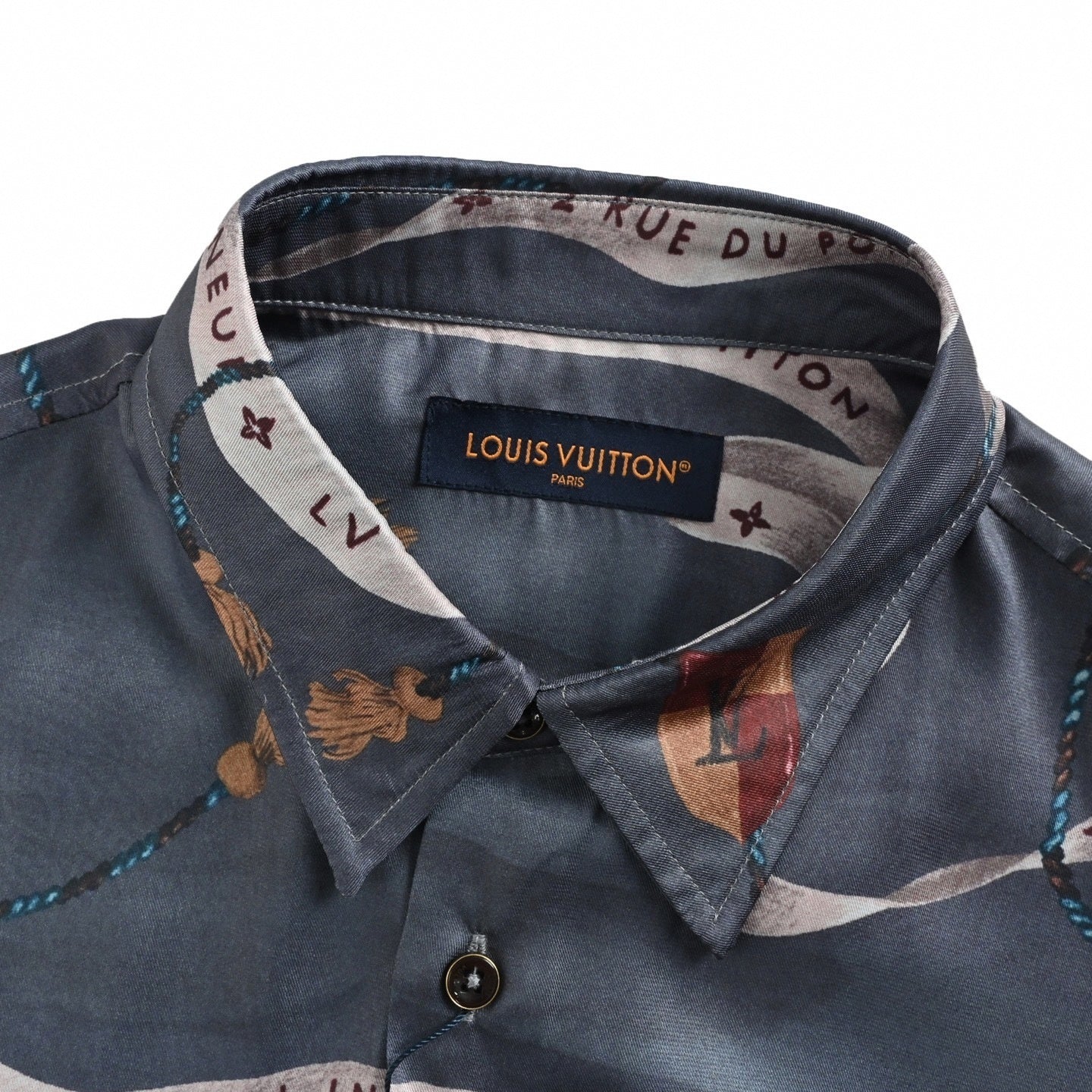 Crown & Ribbon "Pont Neuf" Print Silk-Finish Shirt