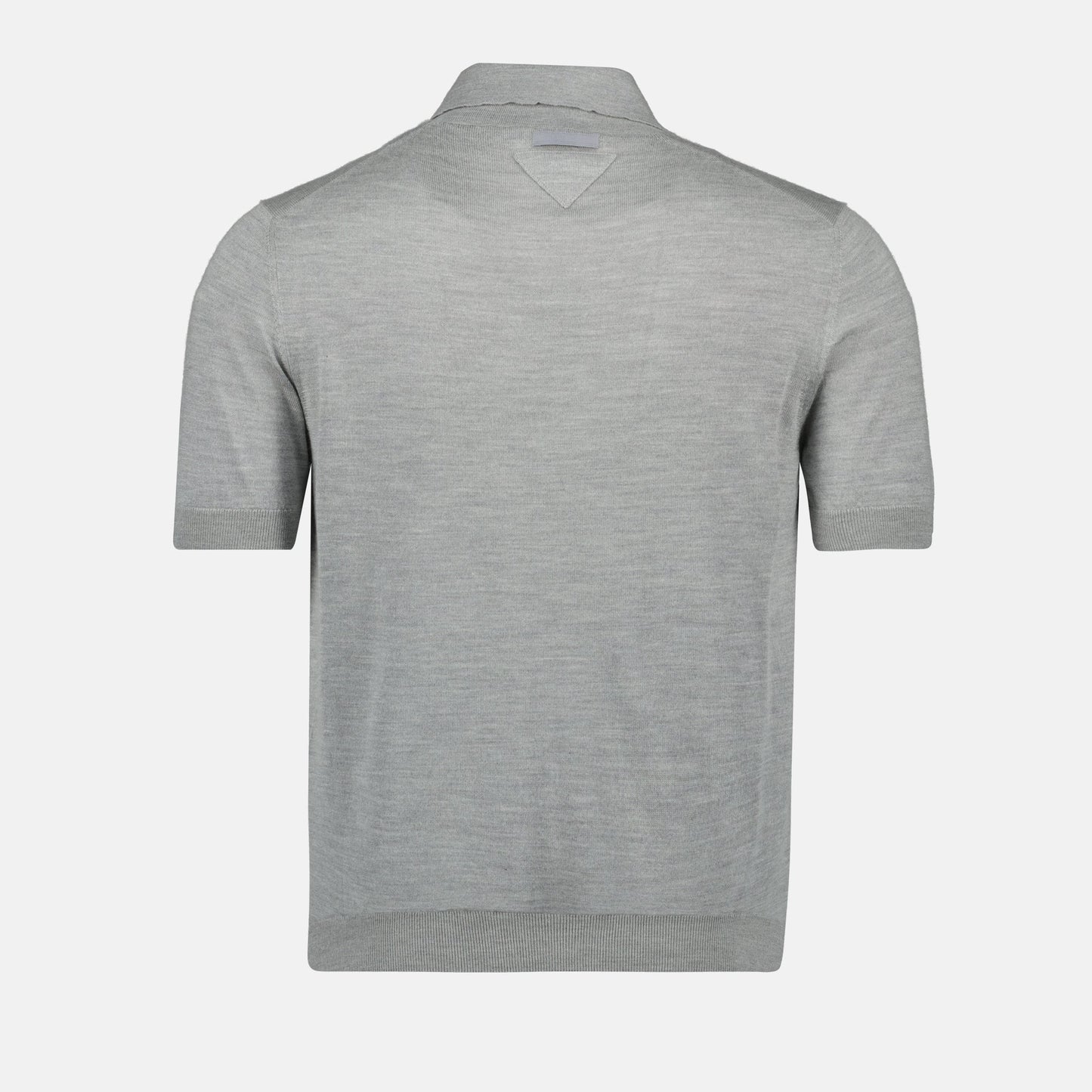 Prada Cashmere & Silk Knit Polo Shirt in Light Grey