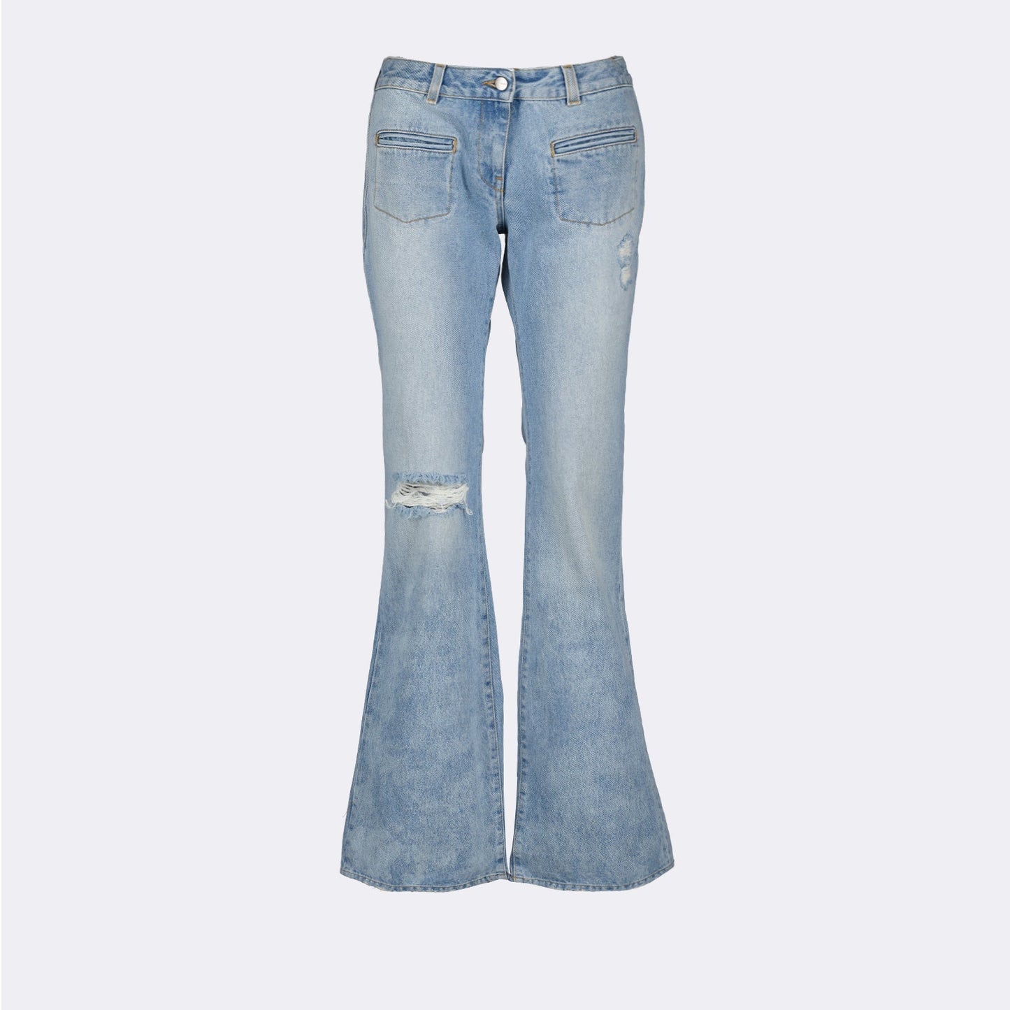 Distressed Flared Denim Jeans
