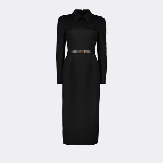Tailored Belted Midi Dress