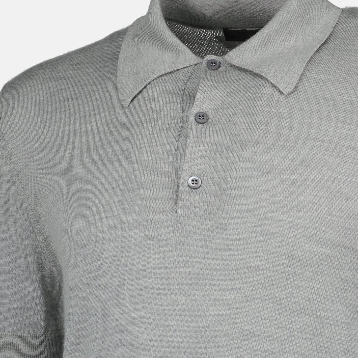 Prada Cashmere & Silk Knit Polo Shirt in Light Grey