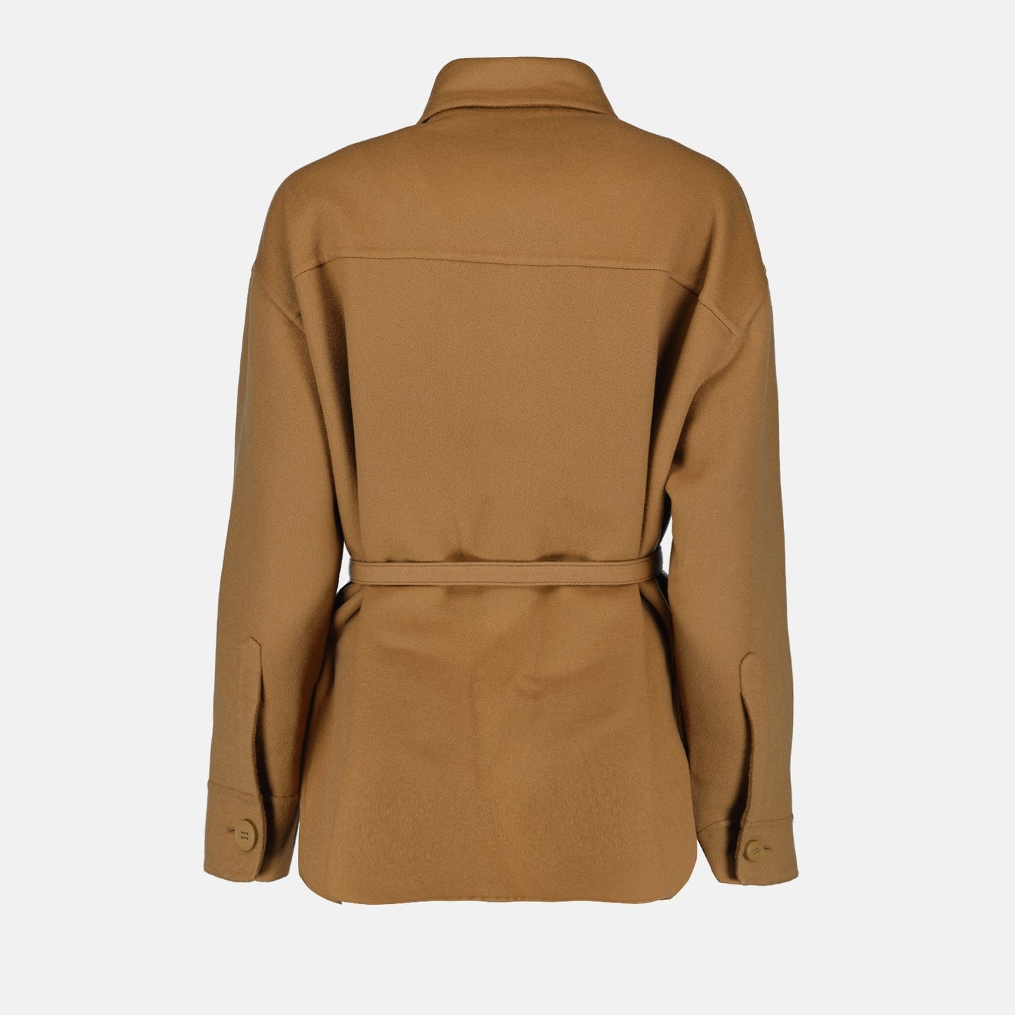 Camel Belted Overshirt Jacket