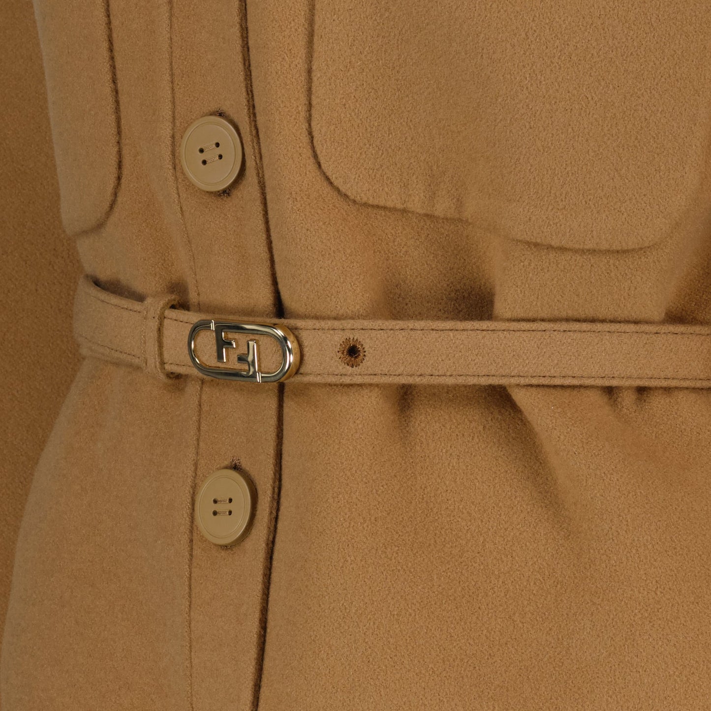 Camel Belted Overshirt Jacket