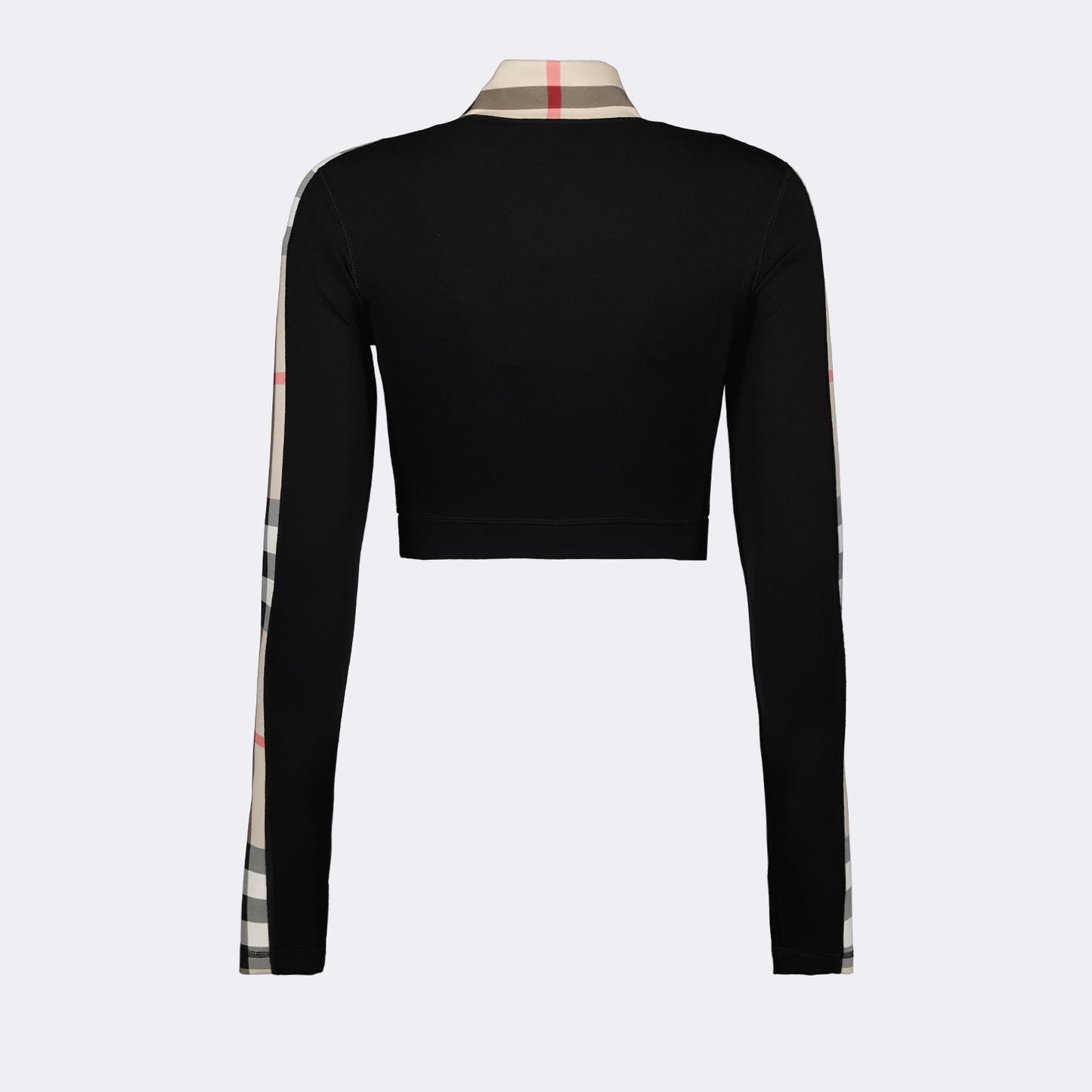 Check Panel Cropped Zip-Up Jacket