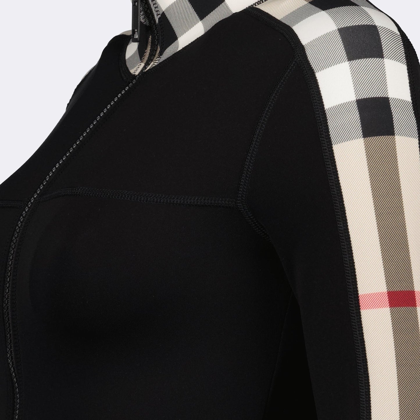Check Panel Cropped Zip-Up Jacket