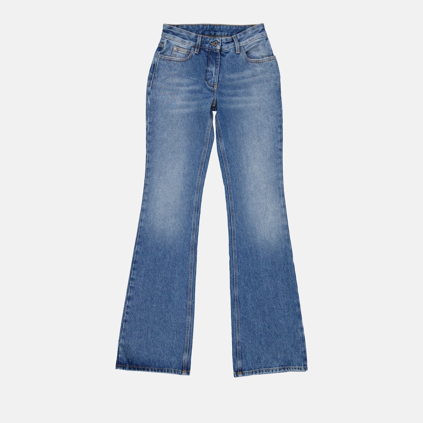 Vintage-Wash Flared Denim Jeans