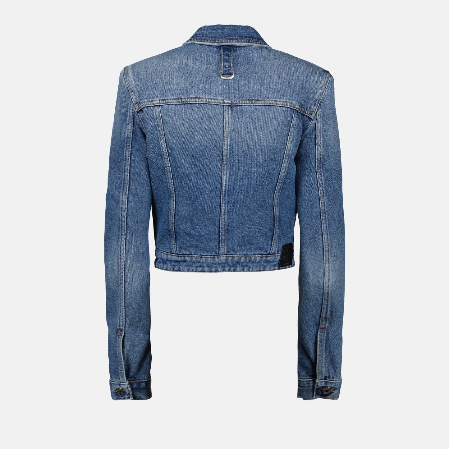 Harness-Detail Cropped Denim Jacket