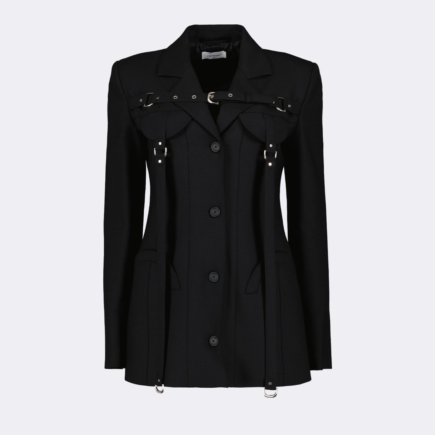 Harness-Detail Tailored Blazer Dress