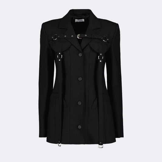Harness-Detail Tailored Blazer Dress