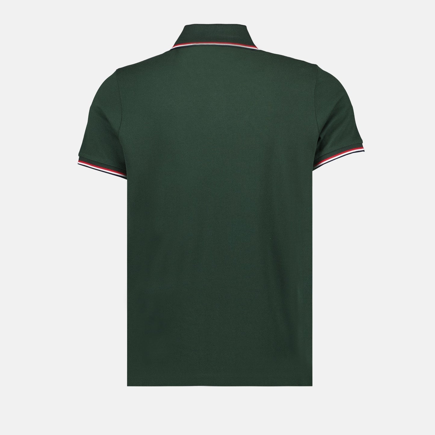 Moncler Forest Green Polo Shirt with Signature Tricolor Detail