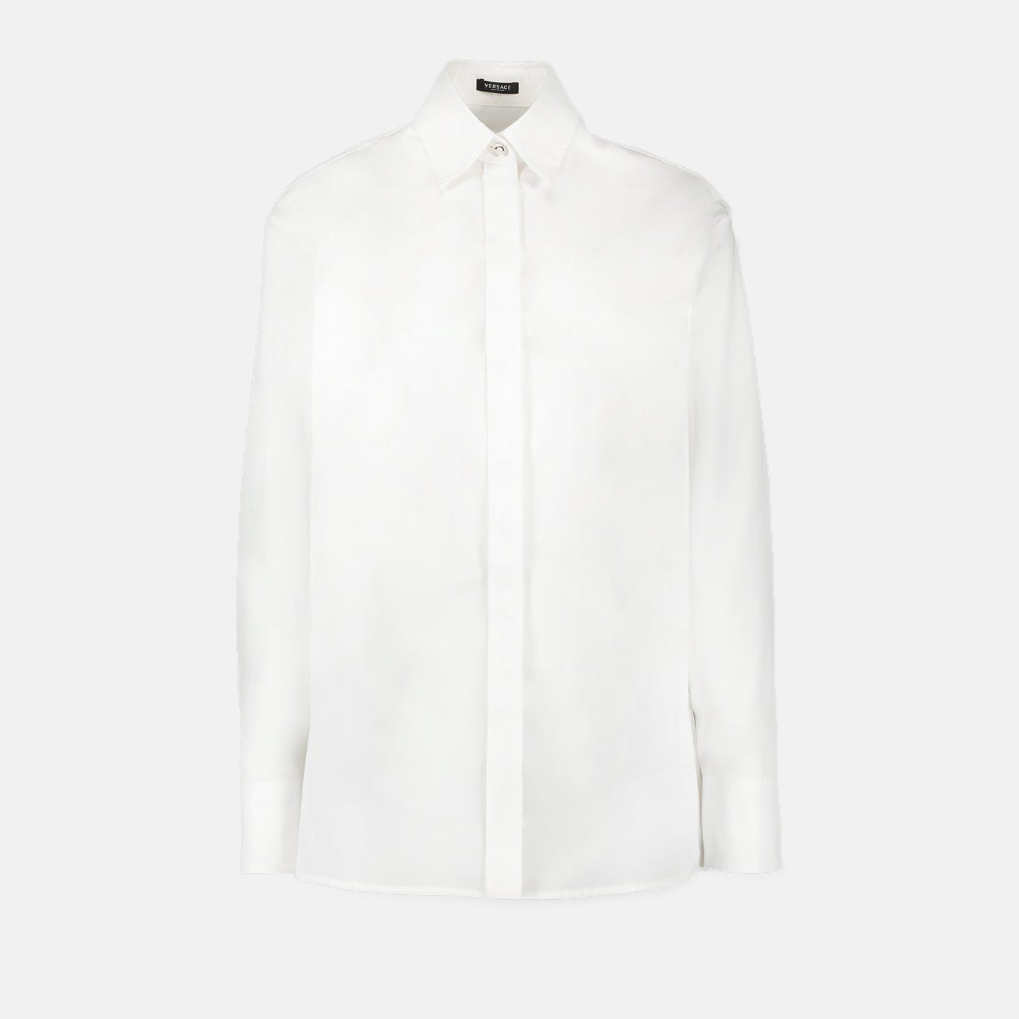 White Silk Button-Up Shirt