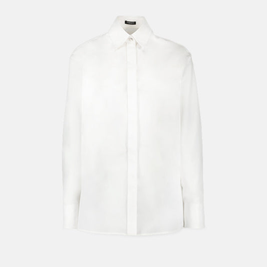 White Silk Button-Up Shirt