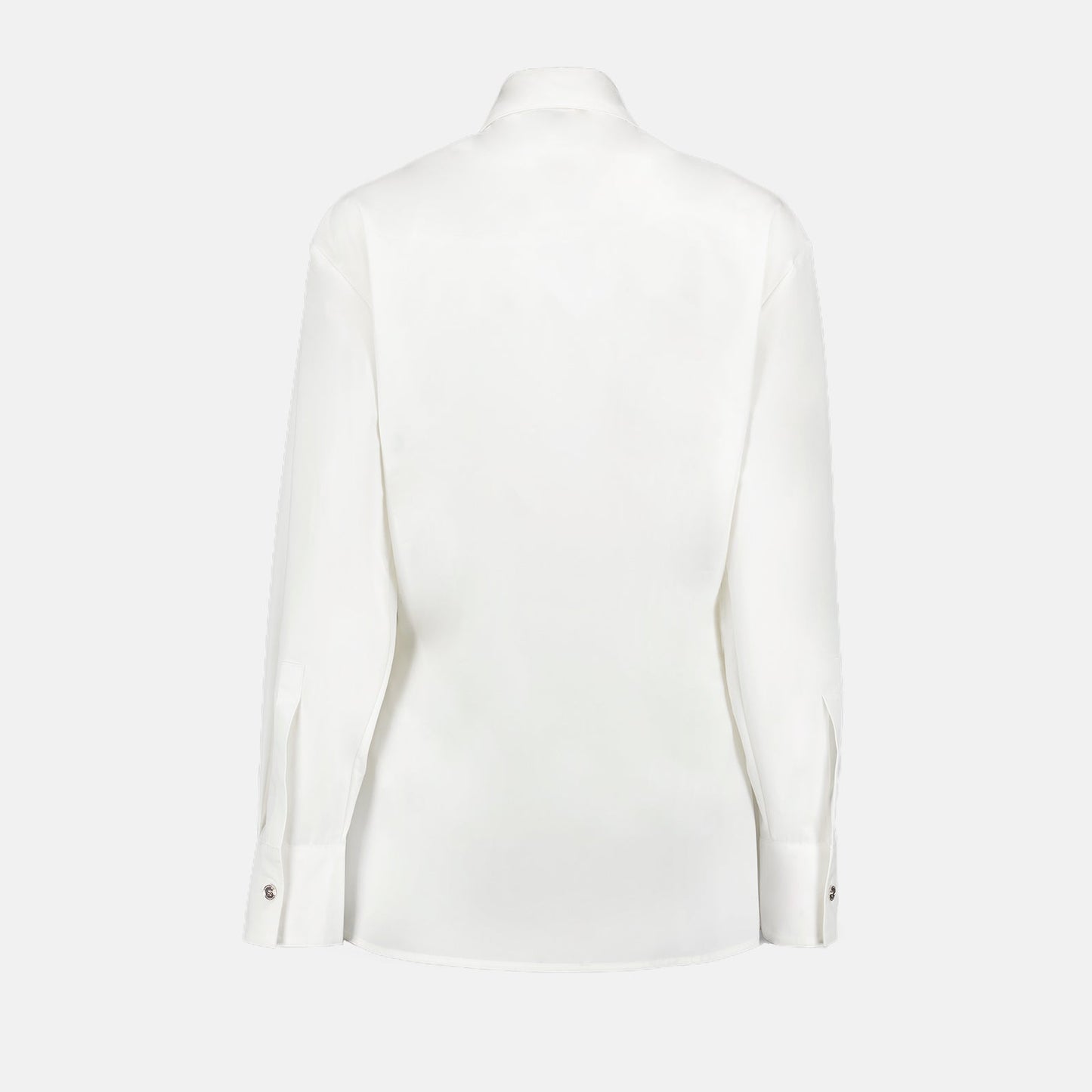 White Silk Button-Up Shirt