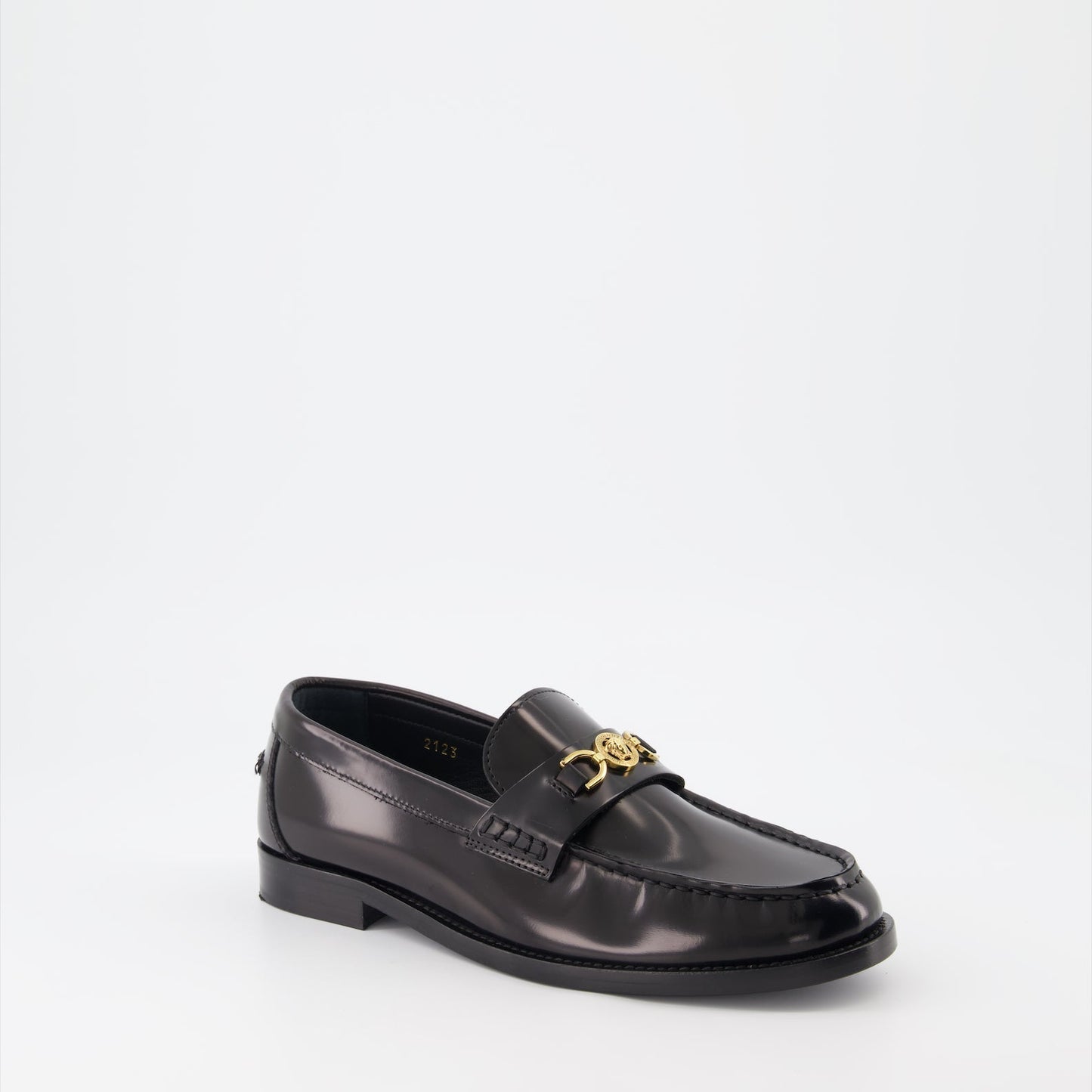Medusa Accent Leather Loafers