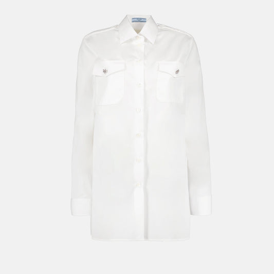 White Utility Silk Shirt