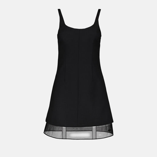 Structured Mini Dress with Sheer Hem