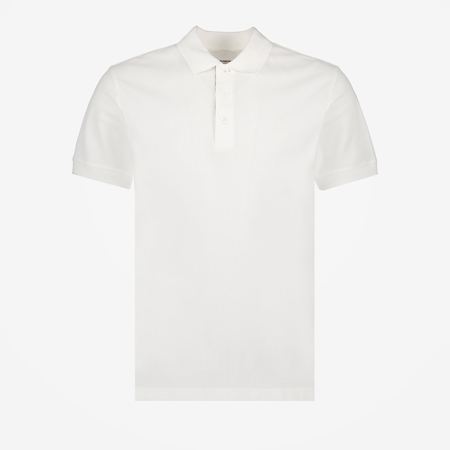 White Polo with Check Placket Detail