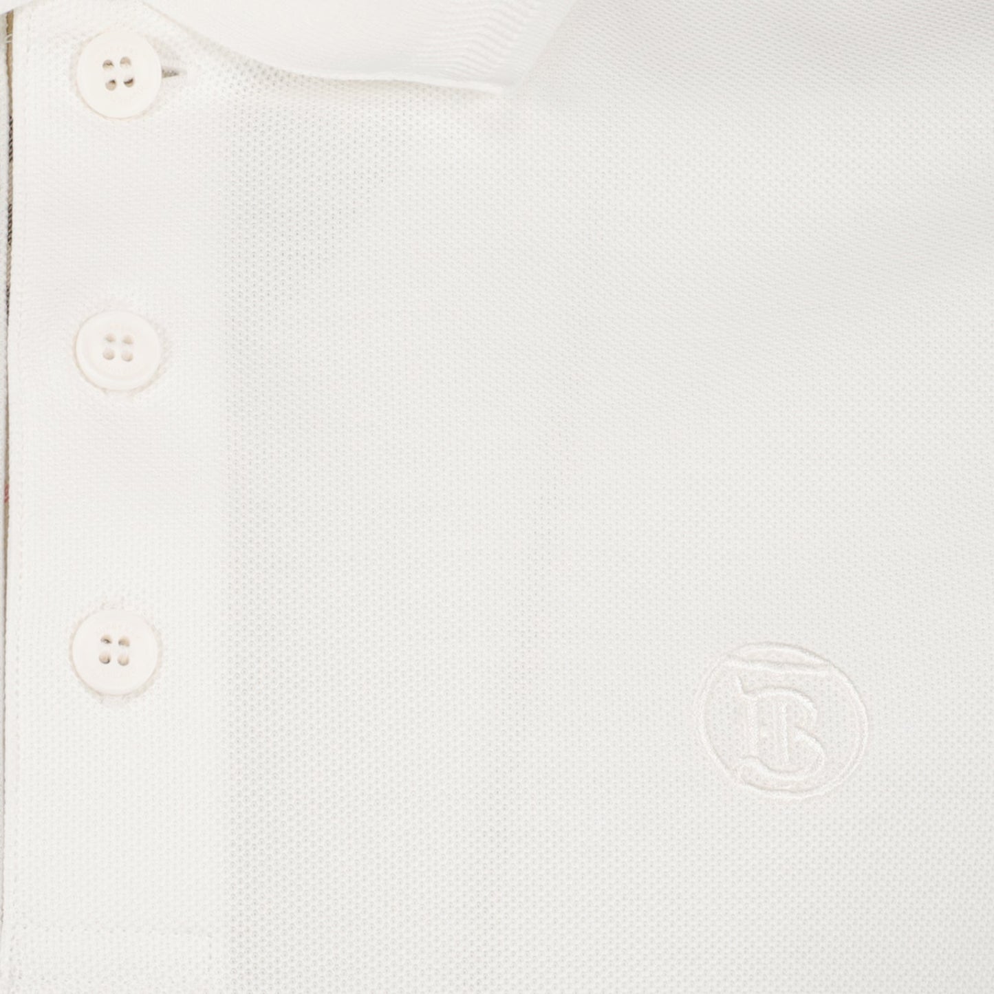 White Polo with Check Placket Detail