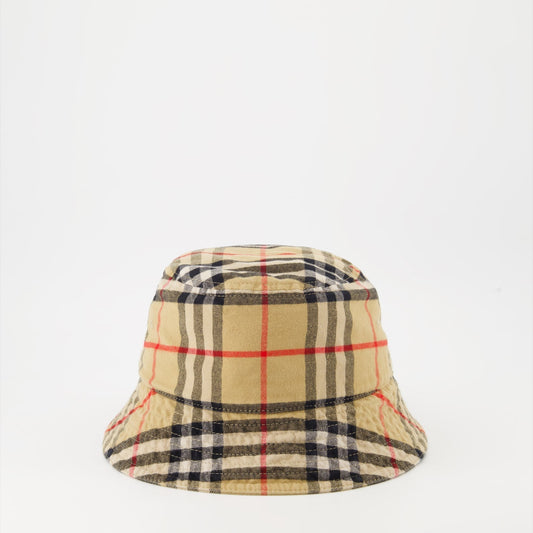 Vintage Check Bucket Hat – Beige