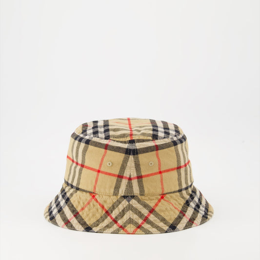 Vintage Check Bucket Hat – Beige